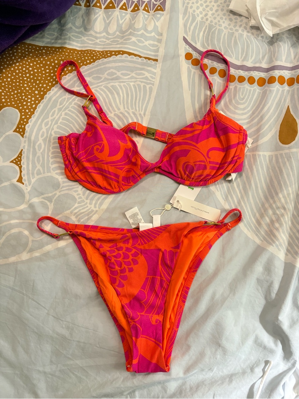 Cheeky Orange & Pink Floral Bikini Set